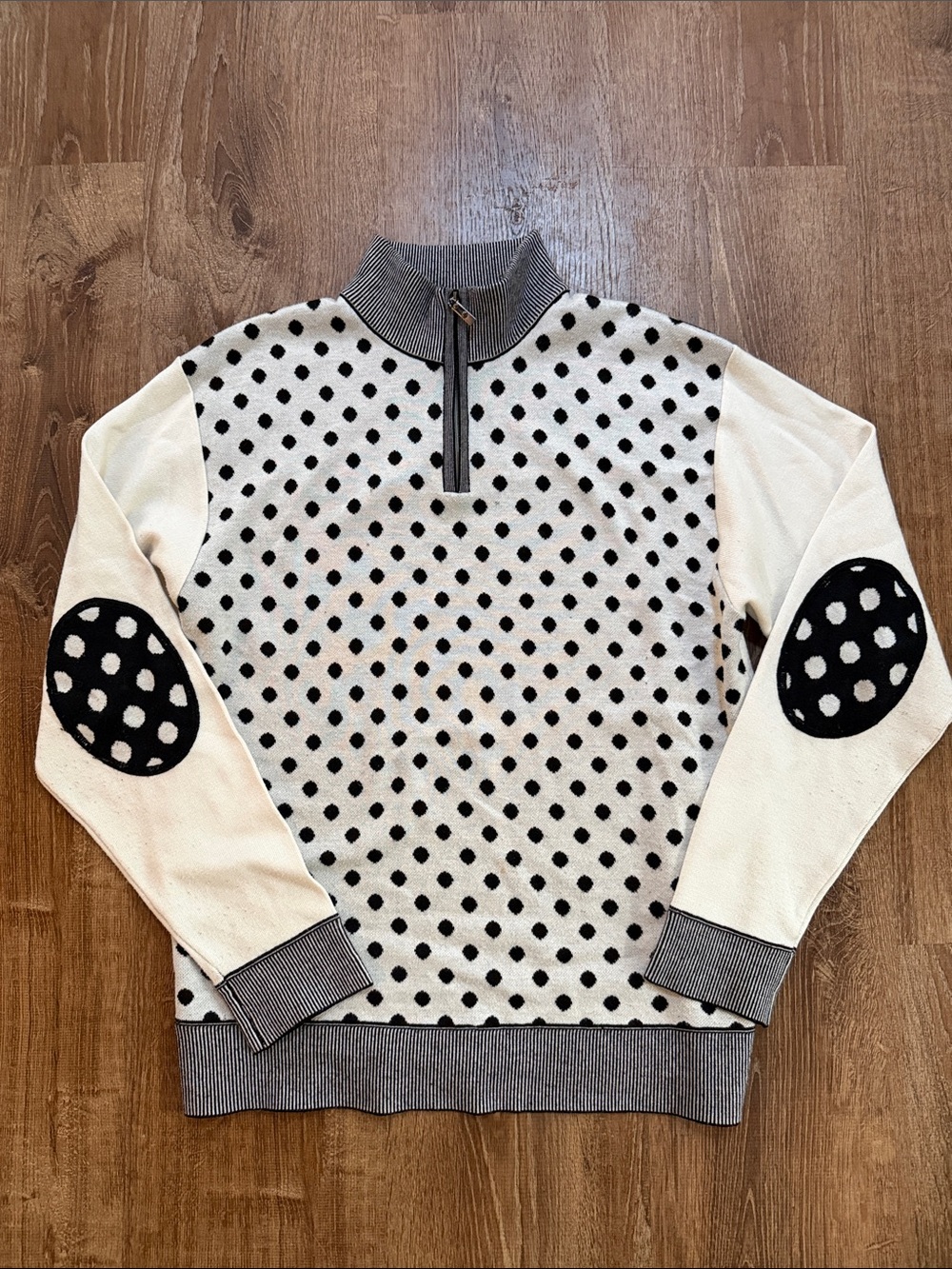 Vintage Black and White Polka Dot Zip Sweater